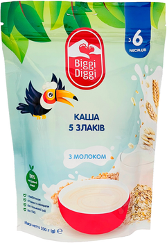 Молочна каша Biggi Diggi 5 злаків для дітей з 6 місяців 200 г (8606019651947)