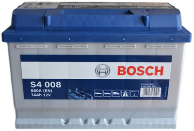 Автомобільний акумулятор Bosch 74Ah Єв (-/+) S4008 (680EN) (0 092 S40 080)
