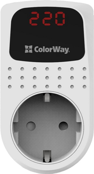 Реле напруги ColorWay (16A/3680W) 150V-210V/230V-280V DS2 white (CW-VR16-02D)