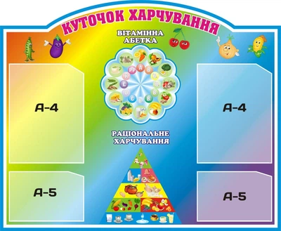 Стенд «Куточок харчування з вітамінною абеткою» 850мм×700мм (Арт0654)