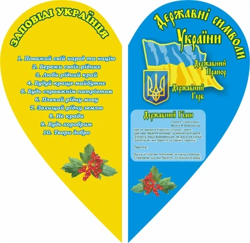 Набір стендів «Патріотичне серце» для садочка школи ліцею гімназії 300мм×600мм×2шт (Арт0174)