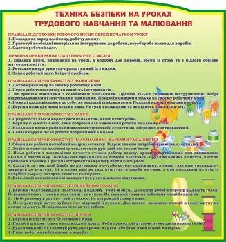 Стенд «Техніка безпеки на уроках трудового навчання» 910мм×850мм (Арт1441)