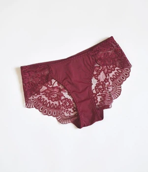 Женские кружевные трусики, бордо L/XL (на объем бедер 88-94 см)