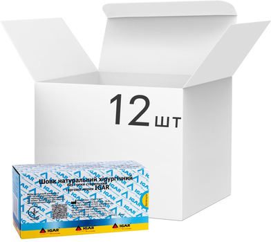 Упаковка шовку Igar №7 натурального хірургічного без голки стерильного 12 шт (4820017605946)