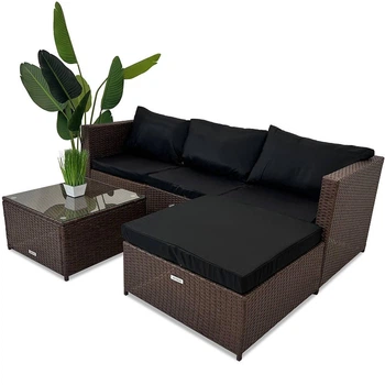 Садовая мебель из ротанга Just Relax набор Lounge Terrace 3 Коричневый с Черными подушками