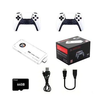 Игровая консоль белая Data Frog X6 H133 Game Stick 64GB приставка гейм стик +39800 игр (300-W)