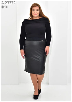 Женская юбка из стрейч-кожи на флисе UF-Fashion МА- 23372 60 черный