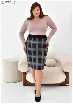 Жіноча спідниця на гумці в клітинку UF-Fashion МА- 23047 60 чорний