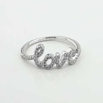 Срібна каблучка Love з фіанітами k111885 Діамант, 18 размер