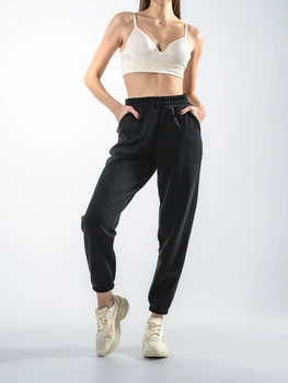 Спортивные штани женские джоггеры теплые на флисе Teamv Jogger Черные M