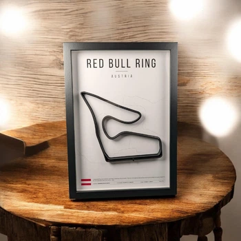 Об'ємна Рамка з 3D Трасою Red Bull Ring Circuit / Spielberg, Styria, Austria / Ред Булл Ринг в Масштабі 1:40 000 Black Matte / Frame 32x23x3