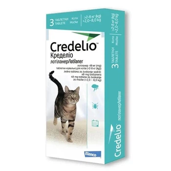 Таблетки Elanco Credelio Tab Cat від бліх і кліщів для котів 2 - 8 кг 3 шт