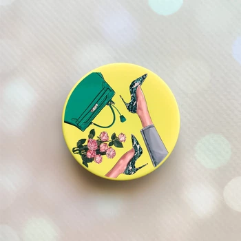 Держатель для смартфона / планшета попсокет Popsocket Желтый :: Туфельки и цветы (принт 225)