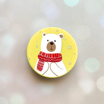 Держатель для смартфона / планшета попсокет Popsocket Желтый :: Мишка (принт 146)