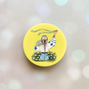 Держатель для смартфона / планшета попсокет Popsocket Желтый :: Девушка с лентой (принт 17)
