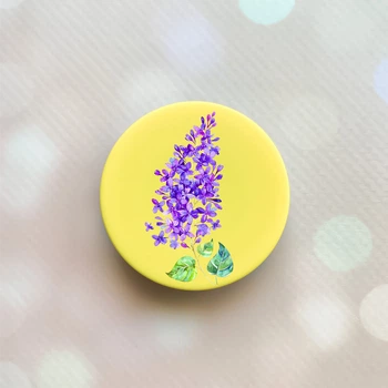 Держатель для смартфона / планшета попсокет Popsocket Желтый :: Сирень (принт 280)