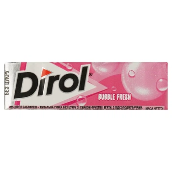Гумка жувальна без цукру зі смаком фруктів і м'яти Bubble fresh Dirol 14г (7622201781323)