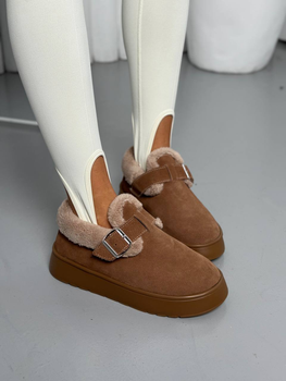 Женские зимние слипоны ShoesBand Рыжие натуральная замша 41 (26 см) (S57091-1з)