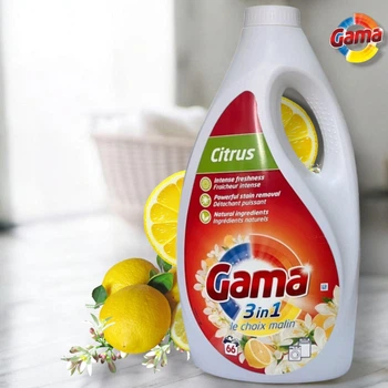Гель для стирки Gama 3в1 Citrus Универсал с ароматом цитруса, 3 л ( 66 стирок )