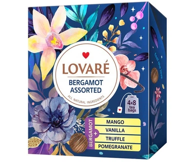 Чорний чай Lovare Асорті Бергамот у пакетиках 32шт