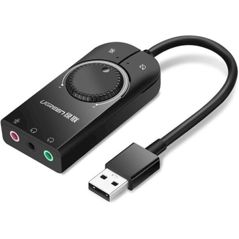 Звуковая карта Ugreen CM129 USB to AUX jack, TRS (Mic + Ear) Black (40964)