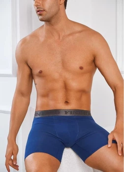 Мужские хлопковые удлиненные трусы боксеры Extra Comfort Plus (1671-46-02) Синий S FINETOO (46)