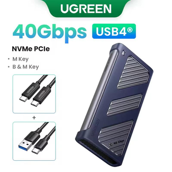 Зовнішній корпус Ugreen 40 Гбіт/с для SSD NVMe PCIe (M-Key + B&M-Key) формати M.2 2280/2260/2242/2230, до 8 ТБ, сумісний з Thunderbolt 4/3 і USB 4.0/3.2/3.1/3.0