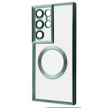 Чохол силіконовий VVave Luxury Metallic Color Ductic Case with MagSafe Magnetic Ring для Samsung Galaxy S23 Ultra dark green