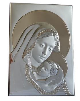 Греческая серебряная Икона Prince Silvero Богородица с младенцем MA/E942/x 28х20см