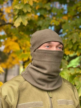 Тактична балаклава військова флісова зимова армійська олива