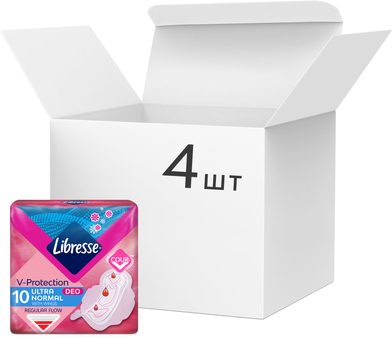 Прокладки гігієнічні Libresse Ultra Normal Deo 4 краплі 4 пачки по 10 шт (7322540337938_1)