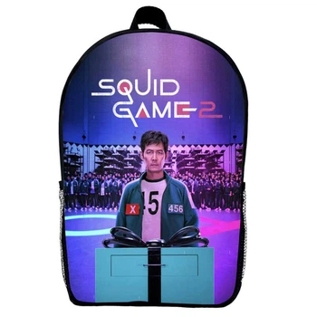 Рюкзак школьный Игра в кальмара (School Gear bag Squid Game 01) черный, 39 х 27 х 14 см