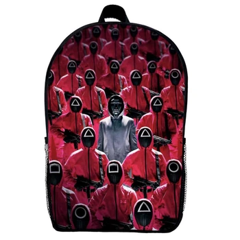 Рюкзак школьный Игра в кальмара (School Gear bag Squid Game 09) черный, 39 х 27 х 14 см