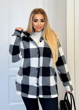 Жіноча тепла флісова сорочка 1124662 2XL-3XL (56-58) Чорно-біла клітинка