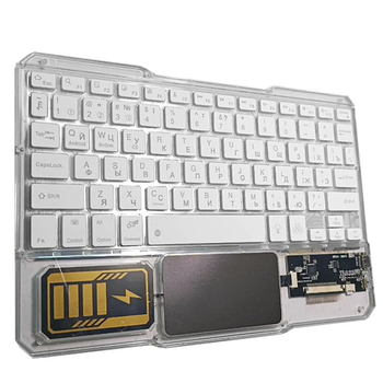 Портативна Bluetooth-клавіатура KB-333 з тачпадом у прозорому корпусі з підсвічуванням RGB White