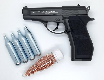 Пневматичний пістолет Win Gun 301 (Beretta M84 FS, метал) + Кулі ВВ 500шт(ПЕТ) та 4балона СО2