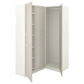 Шафа кутова PAX/FLISBERGET IKEA 992.213.71 білий/світло-бежевий 161/88х201