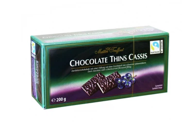 Черный шоколад Maitre Truffout Chocolate Thins Cassis 200 г