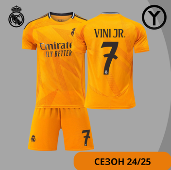 Дитяча футбольна форма Vini jr (Віні) №7 Real Madrid 24/25 – р.24 (зріст 130-140 см.) оранжева
