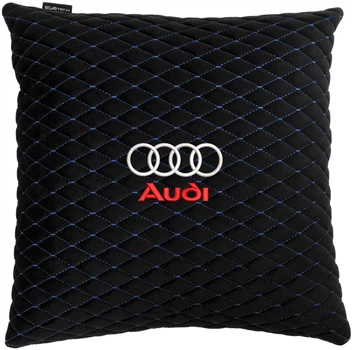 Подушка EVAtech 40 х 40 см Audi Черная с синей нитью (SPBALMRBLV003)