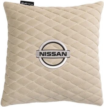 Подушка EVAtech 30 х 30 см Nissan Бежевая с бежевой нитью (SPSALMRIIV021)