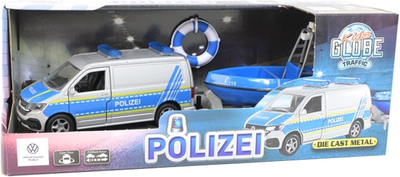 Pojazd Kids Globe Volkswagen T6 Policja z łodzią 29 cm (8713219505403)