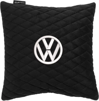 Подушка EVAtech 30 х 30 см Volkswagen Черная с черной нитью (SPSALMRBBV032)