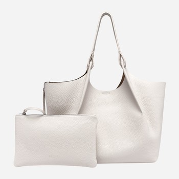 Zestaw (torebka shopper + kosmetyczka) damski skórzany