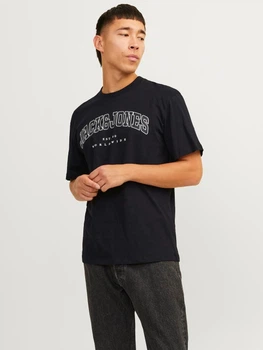 Футболка хлопковая длинная мужская Jack & Jones 12257579 L Черная (5715516385941)