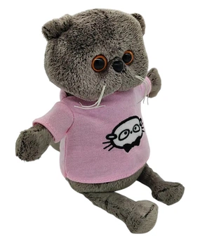 Мягкая игрушка Кот Басик в розовой футболке, 20 см