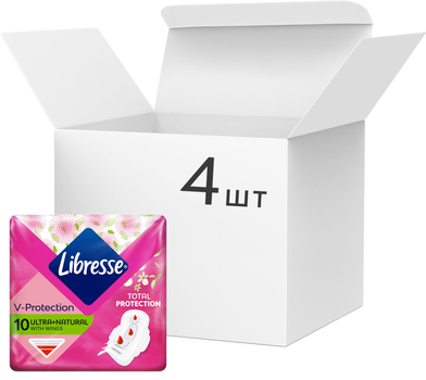 Прокладки гігієнічні Libresse Ultra Normal Natural 4 краплі 4 пачки по 10 шт (7322540344059_1)