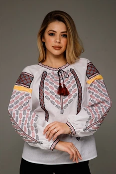 Вишиванка жіноча Наш рід Анісія бязь білий XL