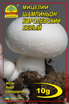 Міцелій (зерновий) Шампіньйон Королівський білий, 10 г (Насіння країни)
