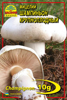 Міцелій (зерновий) Шампіньйон Великоплідний, 10 г (Насіння країни)